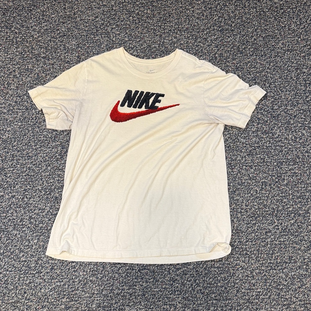 Nike Cream Tee with Red Swoosh